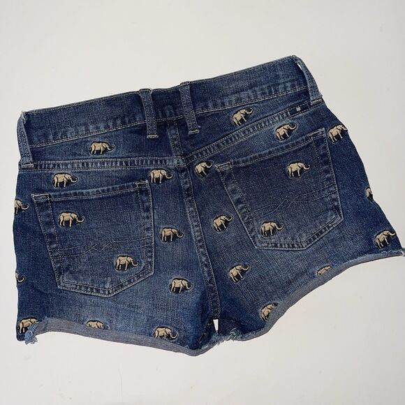 Lucky Brand Embroidered Jean Shorts Malibu Size 24 Elephant Dark Blue Denim - Picture 4 of 5